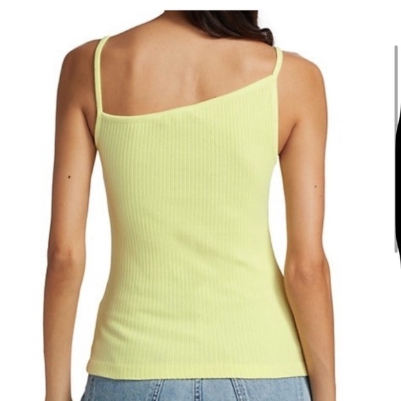 Agolde Priya Ribbed Asymmetrical Tank Top in Blonde - Picture 2 of 6